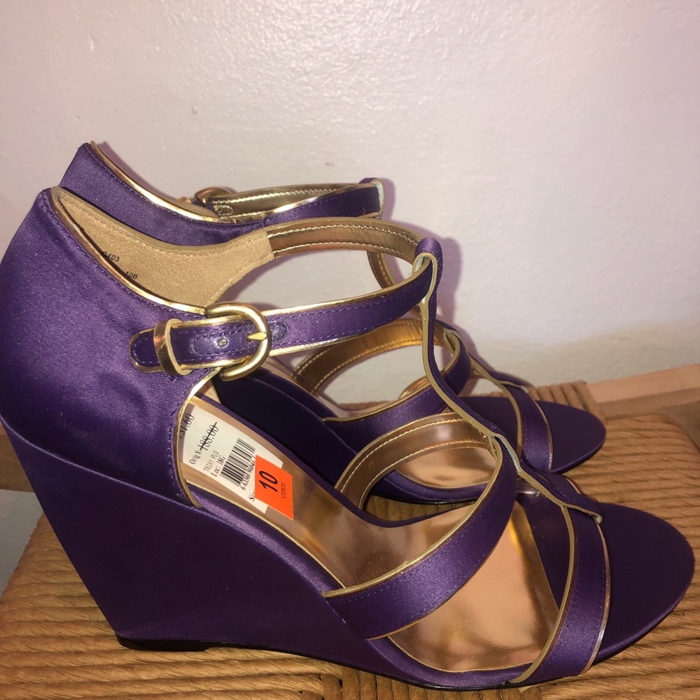 Coach purple open toe wedge heels size 10 - Picture 2 of 6